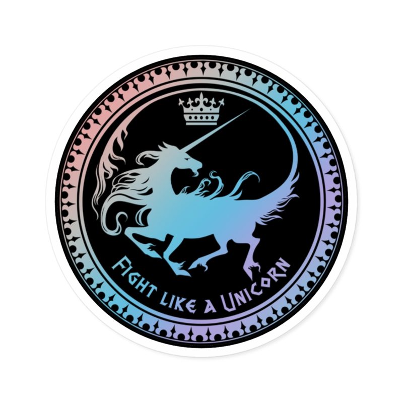 Pride - Fight like a Unicorn - Round Stickers, IndoorOutdoor