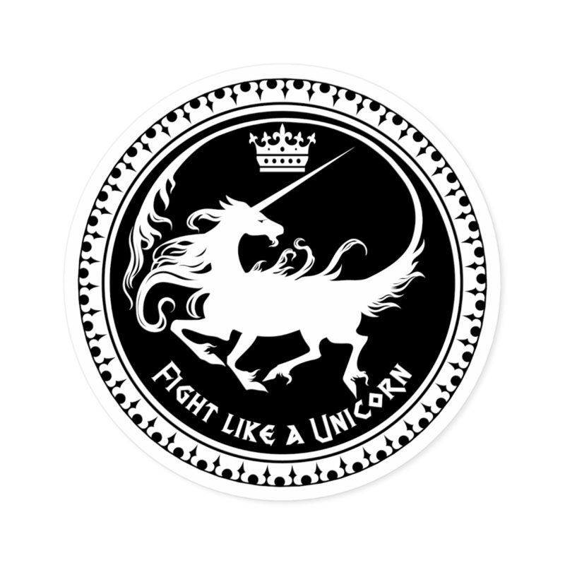 Fight like a Unicorn - Round Stickers, IndoorOutdoor
